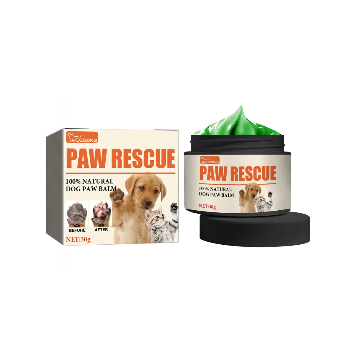 YEGBONG Pet Paw Care Balm – Moisturizing Cream for Cats & Dogs Pet Paw Balm Qme 30g Boxed