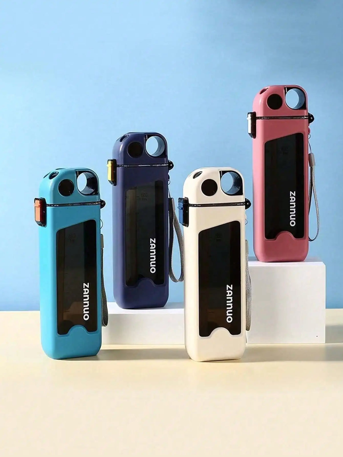 Leak-Proof Square Water Bottle with Straw & Measurements Water Bottle Qme
