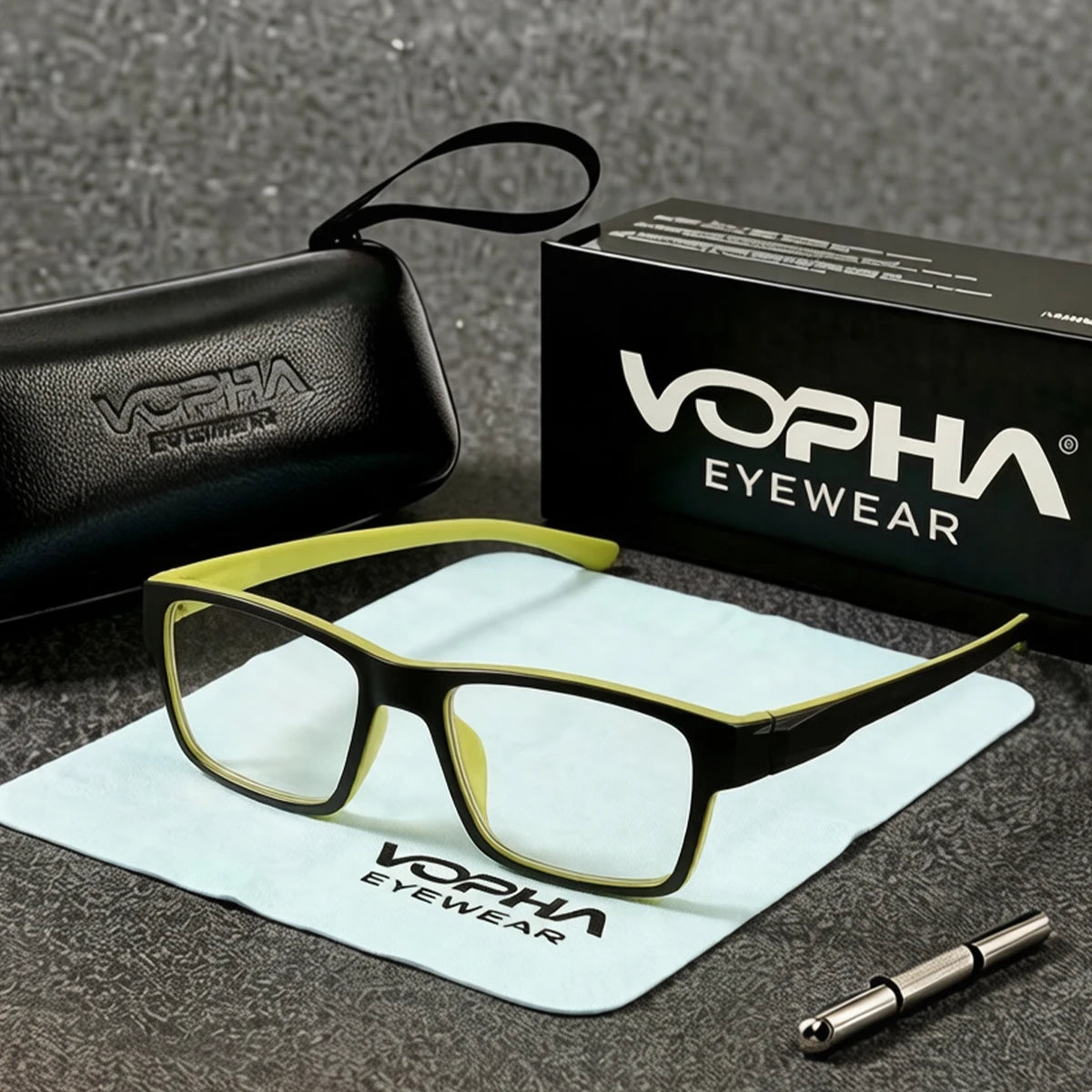 VOPHA Blue Light Reading Glasses TR90 Square Frame +1.0–+3.0 Reading Glasses Qst Green +100