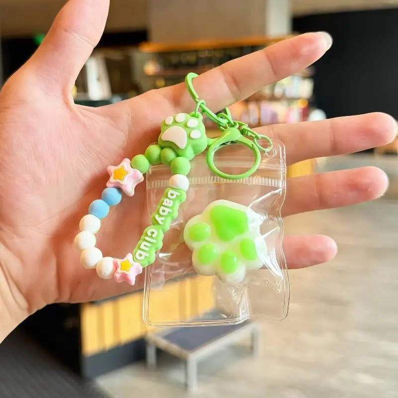 Cat Claw Squeeze Toy Mini Keychain – Transparent PVC, 15 Colors Novelty Keychain Toy Qme