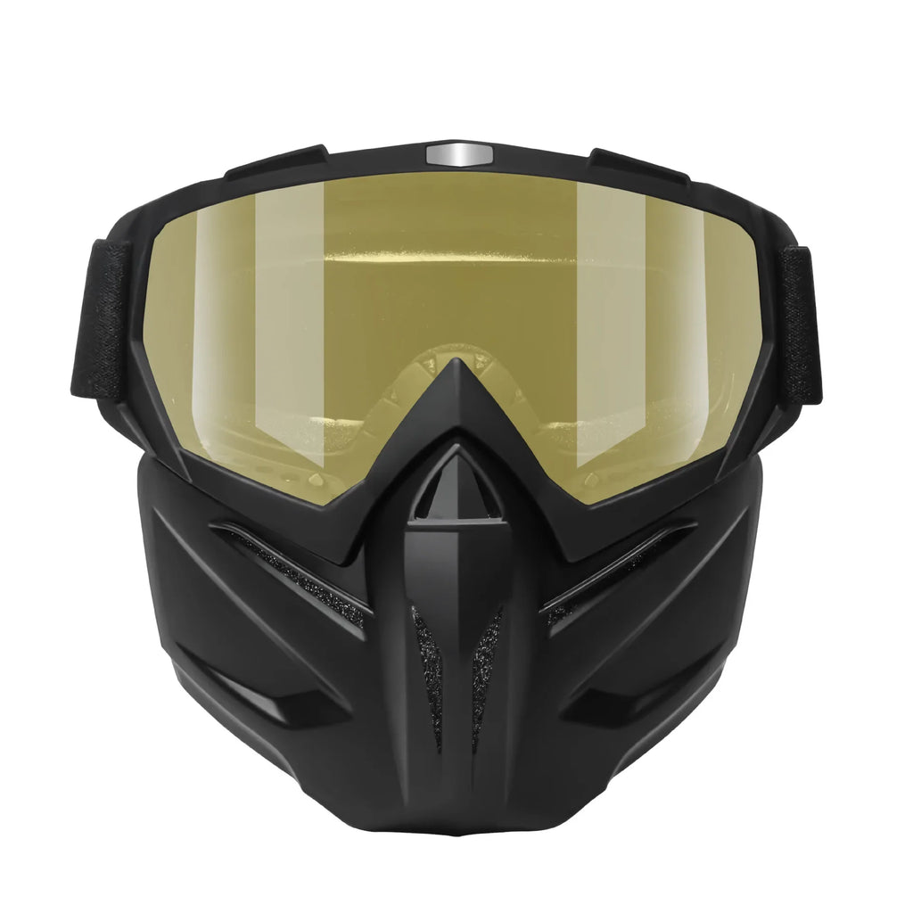 Vintage Motorcycle Helmet Face Mask – Windproof & Breathable Motorcycle Face Mask Qme Black-Yellow