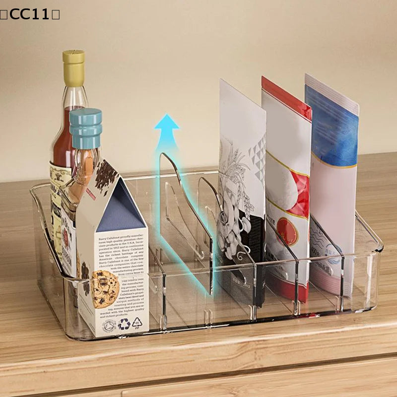 Transparent Divided Spice Rack & Countertop Organizer Tray Countertop Storage Organizer Qme