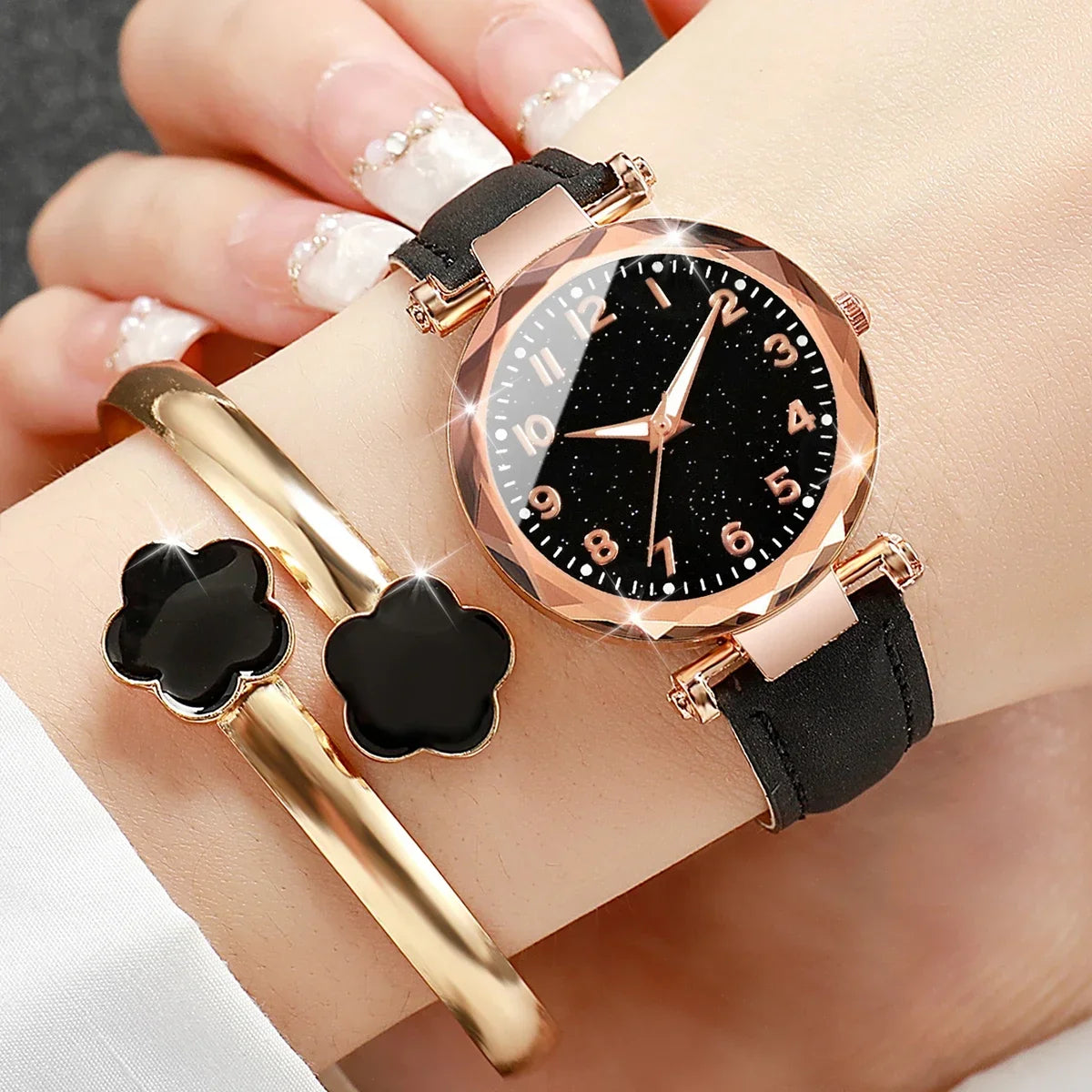 Women's Floral Leather Quartz Watch – Fashion Jewelry Timepiece Women's Fashion Watch Qme