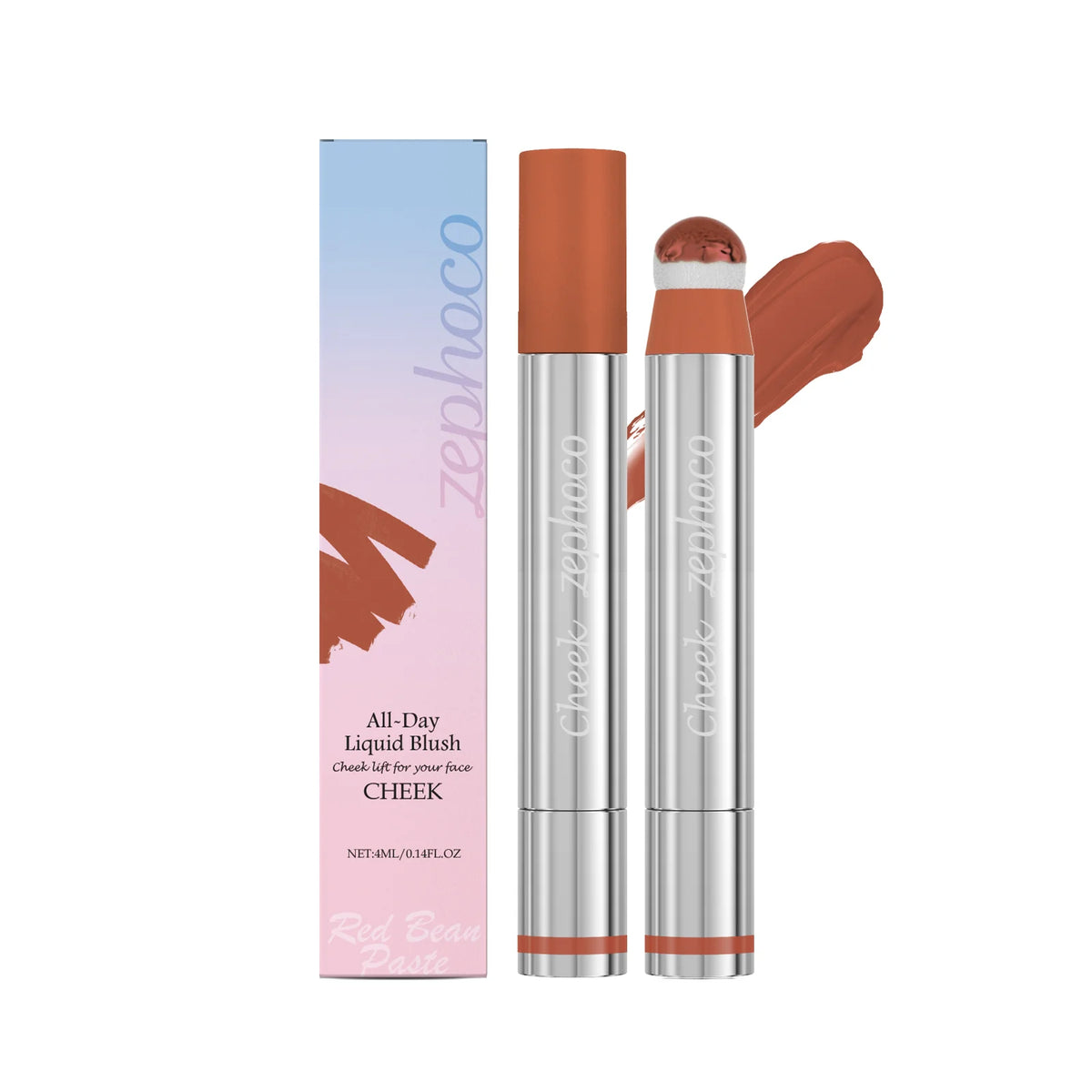 Liquid Blush Stick Sponge Tip – Waterproof Long-Lasting Cheek Tint Liquid Blush Stick Qst red bean paste