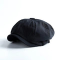 Men's Cotton Retro Newsboy Cap | British Octagonal Flat Cap Newsboy Flat Cap Qme black 61-63cm