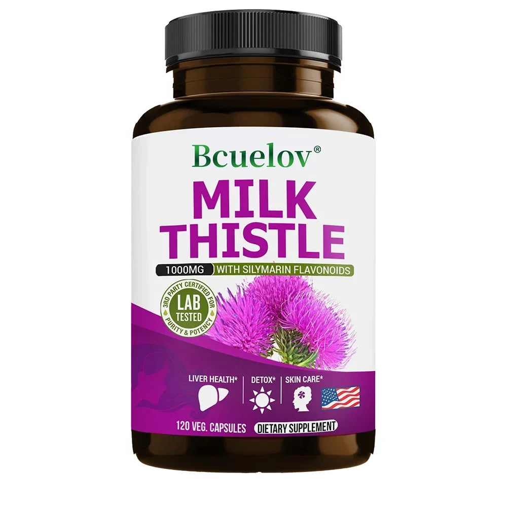 Milk Thistle Liver Cleanse Detox Capsules – Men & Women Herbal Supplement Qst 120 count-1 bottle