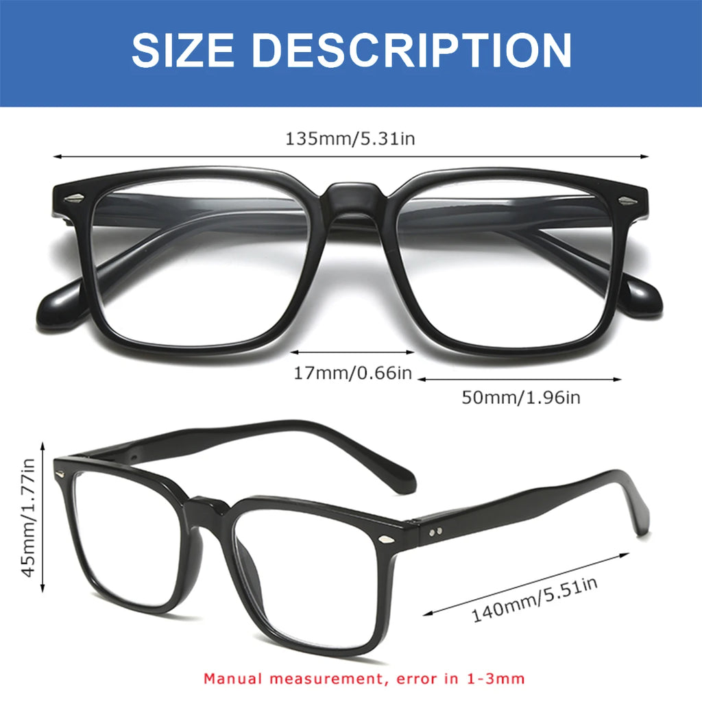 4-Pack Square Reading Glasses Blue Light Blocking +1.0–+3.0 Reading Glasses Qst