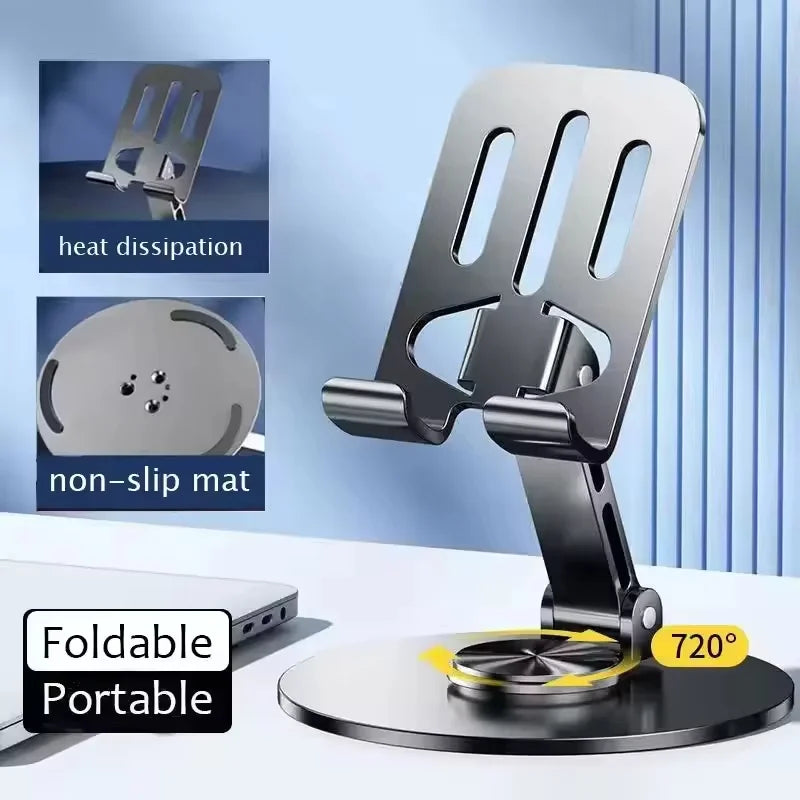360° Foldable Aluminum Phone & Tablet Stand – Universal Desk Phone & Tablet Stand Qst