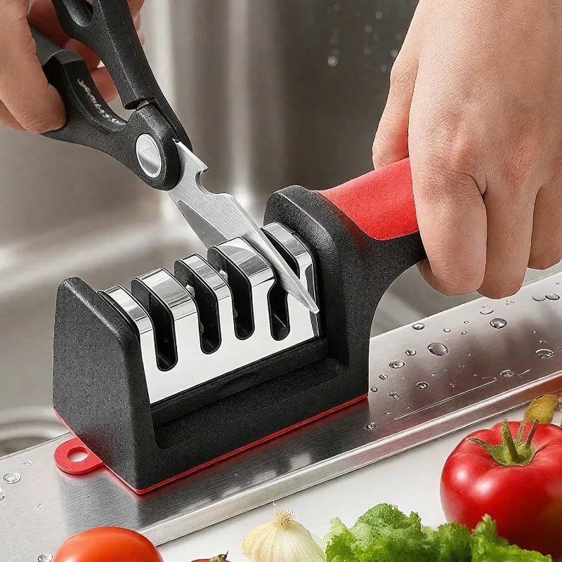 3-Stage Knife Sharpener – Stainless Steel Multi-Function Knife Sharpener Qme