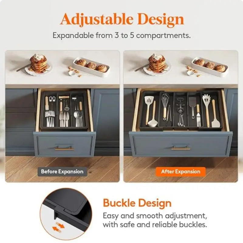 Expandable Cutlery & Utensil Drawer Organizer Tray Drawer Organizer Tray Qst