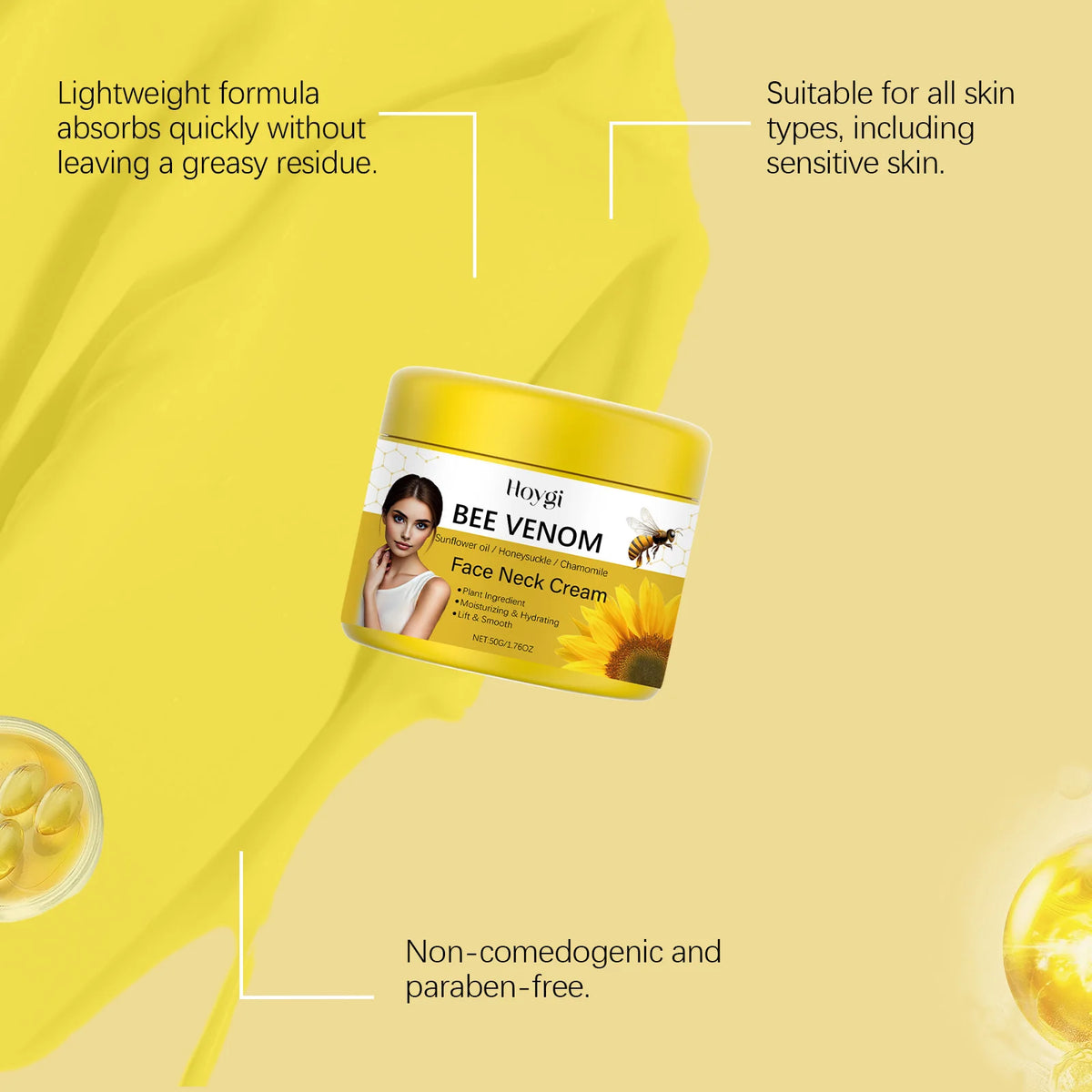 Hoygi Bee Venom Moisturizing Cream – Face, Neck & Scalp Face Moisturizing Cream Qst