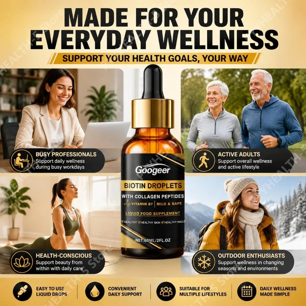 Googeer Biotin Liquid Drops with Collagen & Vitamin B7 – 60ml Biotin Liquid Supplement Qst