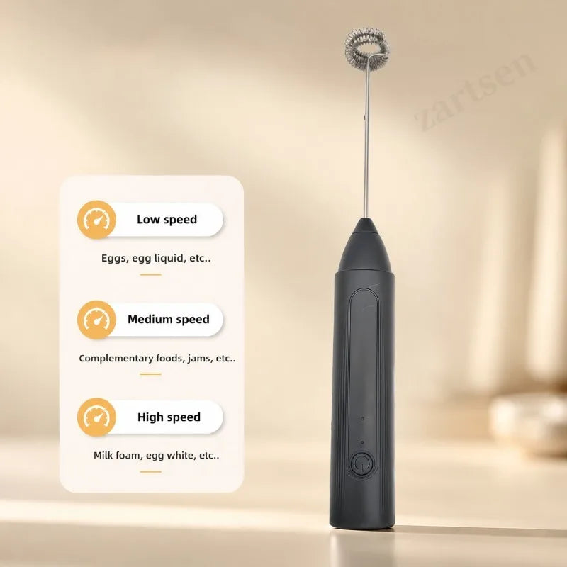 ZARTSEN Handheld Electric Milk Frother – Rechargeable Whisk Handheld Milk Frother Qst