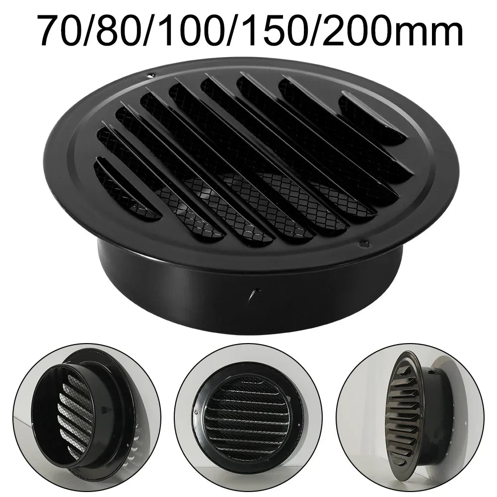 Round Stainless Steel Wall Vent Duct Exhaust Grille 70–200mm Vent Exhaust Grille Qme