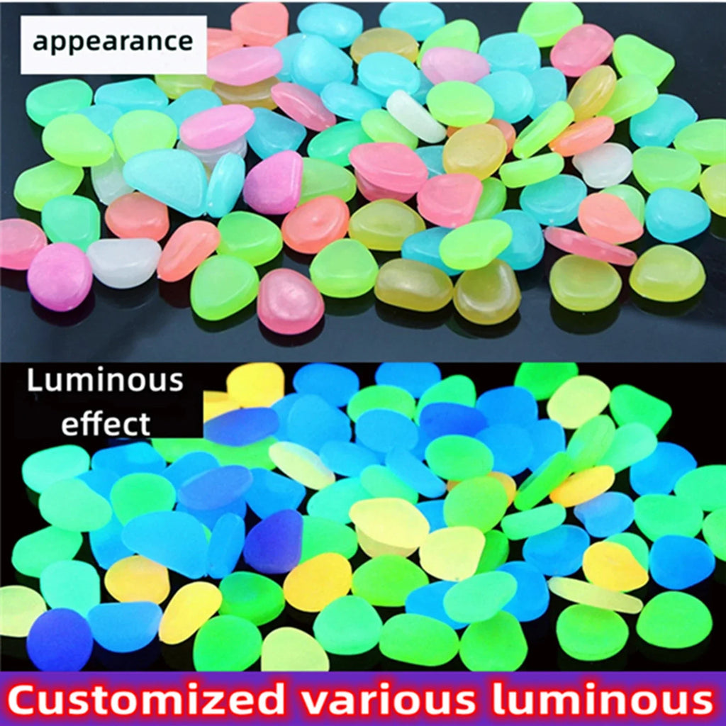 200pc Glow in the Dark Pebbles for Fish Tank & Garden Decor Aquarium Decor Pebbles Qme