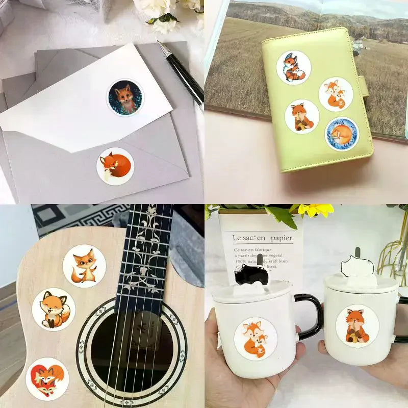 Cute Fox Roll Stickers – 8 DIY Craft Decal Designs | PVC Craft Sticker Roll Qme