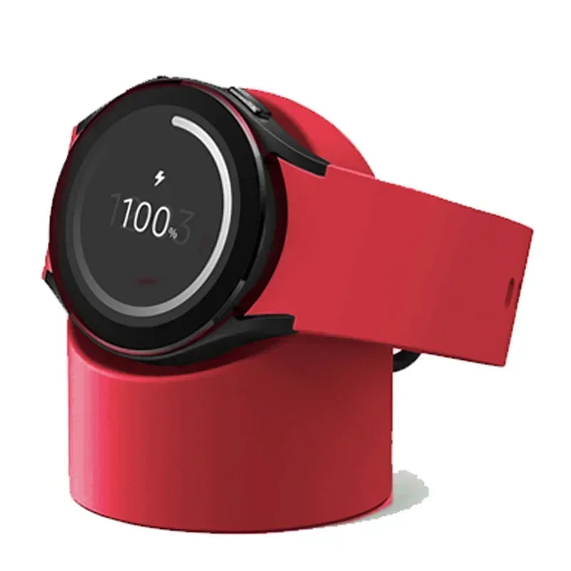 Samsung Galaxy Watch 7/6/5 Silicone Charger Stand Base Smartwatch Charger Stand Qme Red