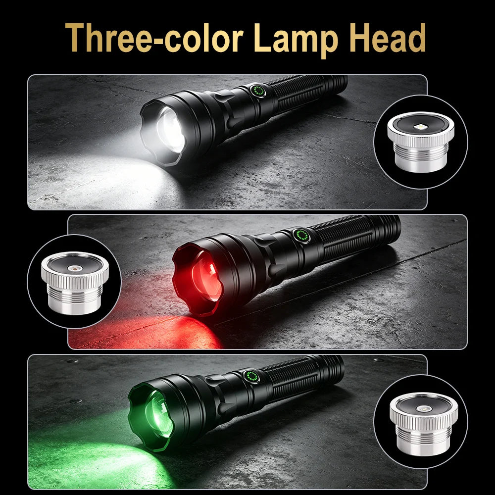 BORUiT 800LM Zoomable LED Flashlight – Type-C Rechargeable Torch LED Camping Flashlight Qst