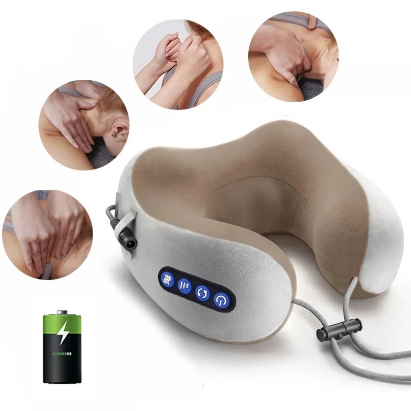PAQIN U-Shaped Electric Neck Massager Pillow – Travel & Home Neck Massage Pillow Qst