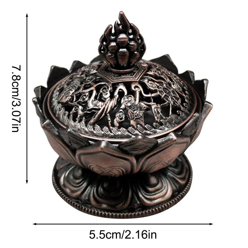 Lotus Flower Brass Incense Burner – Mini Buddha Censer Incense Burner Qme