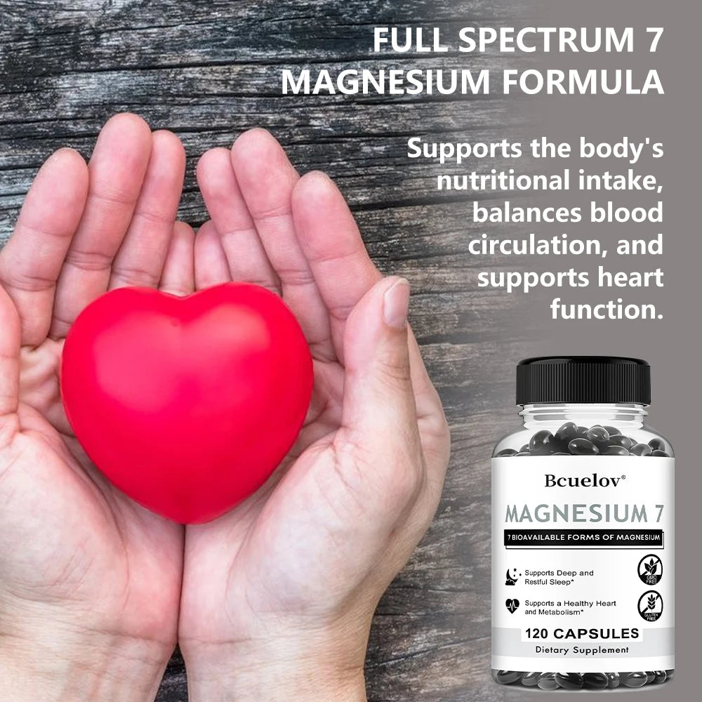 Magnesium 7 Complex Capsules – 7-Form Blend + Vitamin B6, Vegan Magnesium Supplement Qst