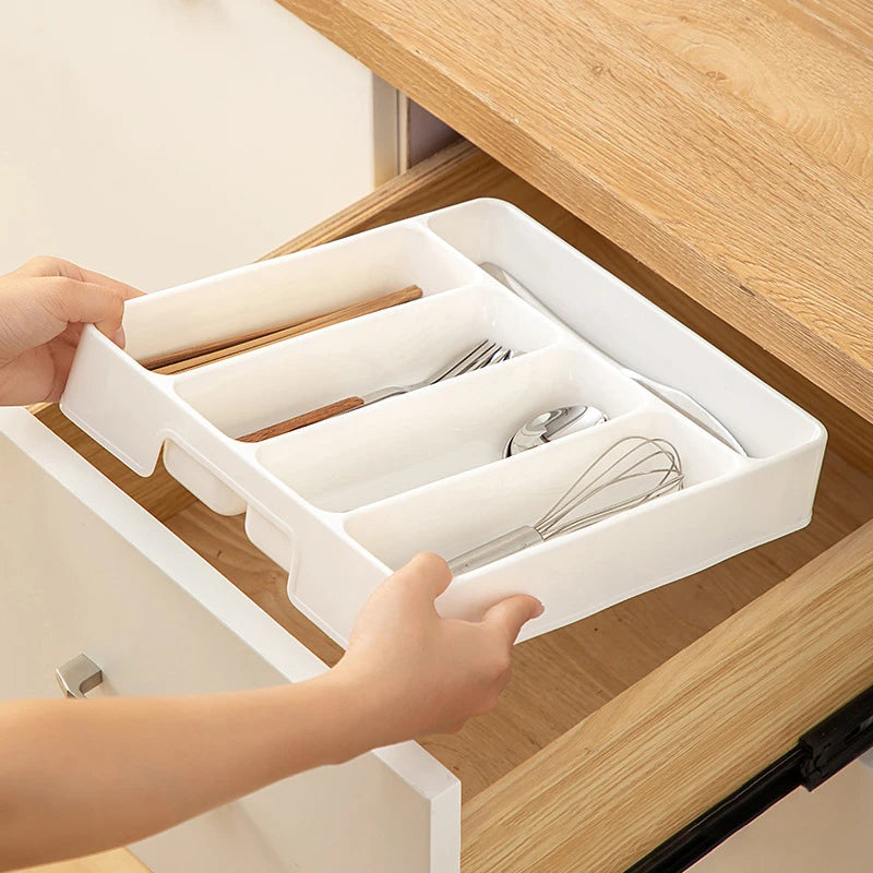 4/5 Compartment Cutlery Drawer Organizer Tray – Easy Clean Drawer Organizer Tray Qst
