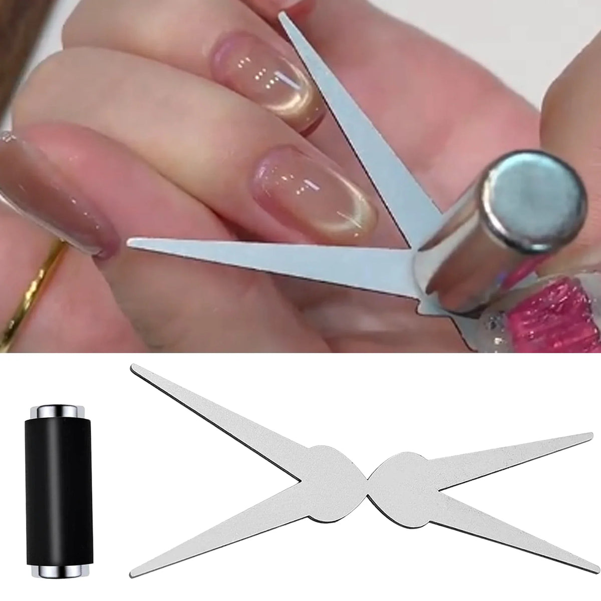 Double-Head Cat Eye Nail Art Magnet Rod | French & V-Shape Nail Art Magnet Tool Qme