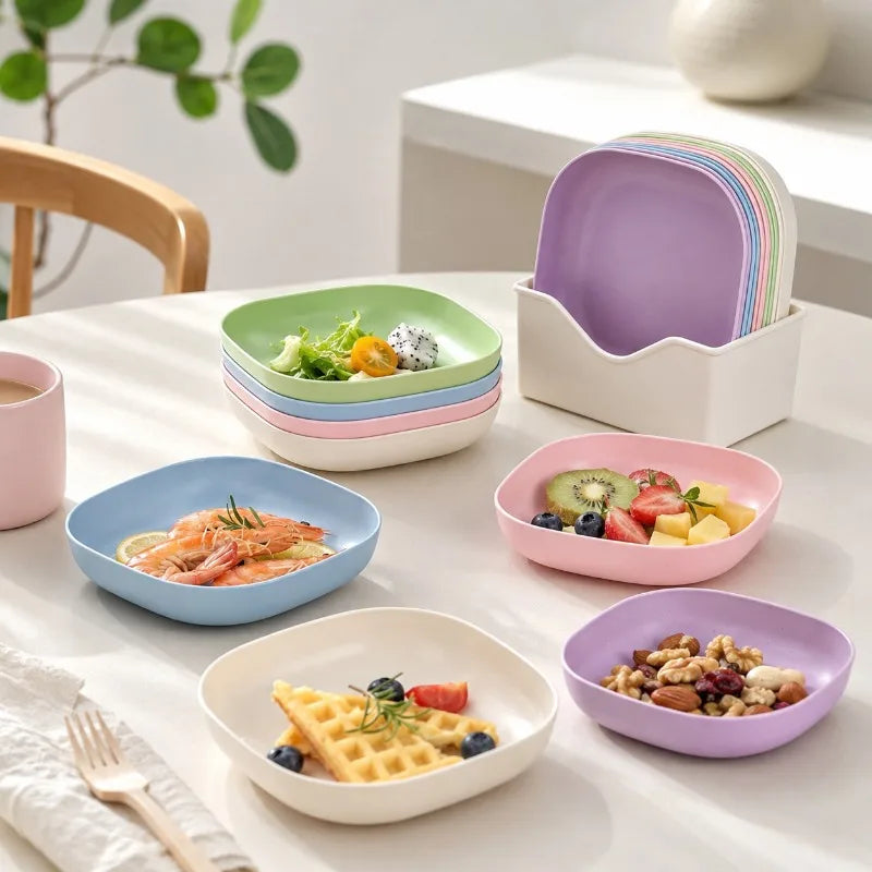 Food Grade Plastic Square Plate Set – Lightweight Tableware Plastic Plate Set Qme