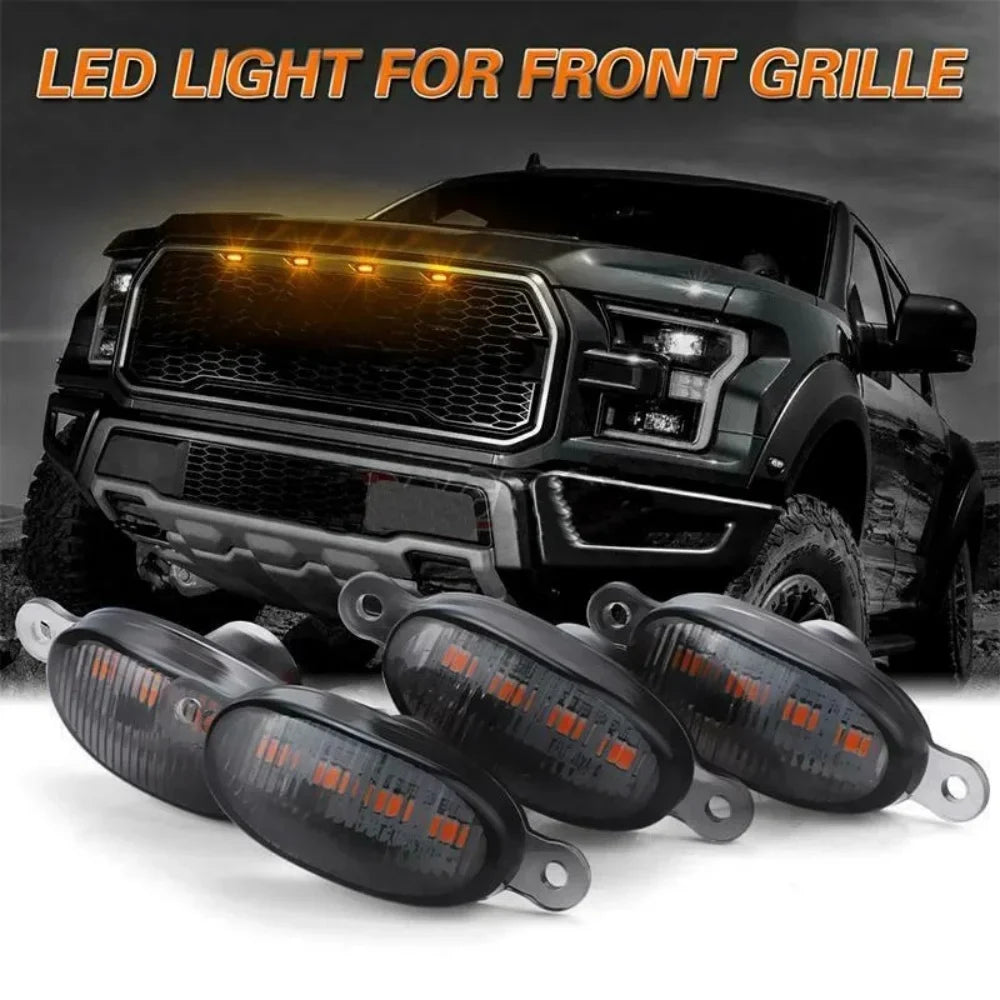 Universal 12LED Car Front Grille Light – Smoked Amber & White LED Grille Light Qme