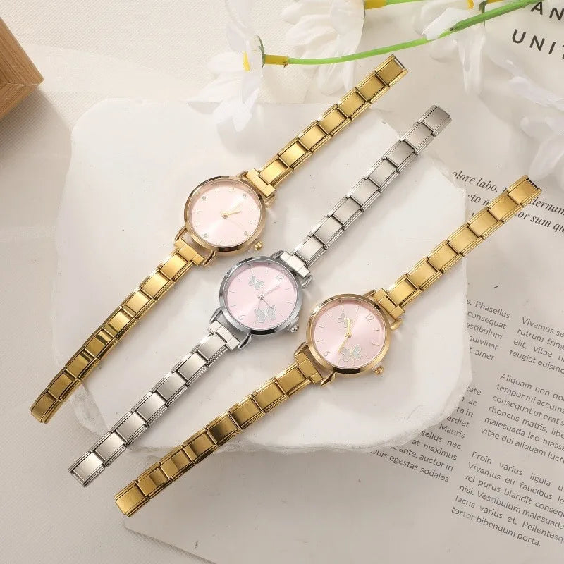 Italian Charm Butterfly Elastic Watch Bracelet Bangle | Qme Charm Bracelet Watch Qme