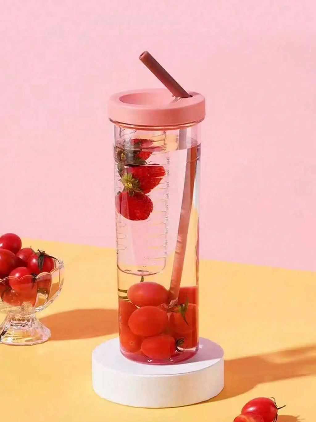 Portable Leak-Proof Sports Water Bottle with Filter & Folding Straw Sports Water Bottle Qme red