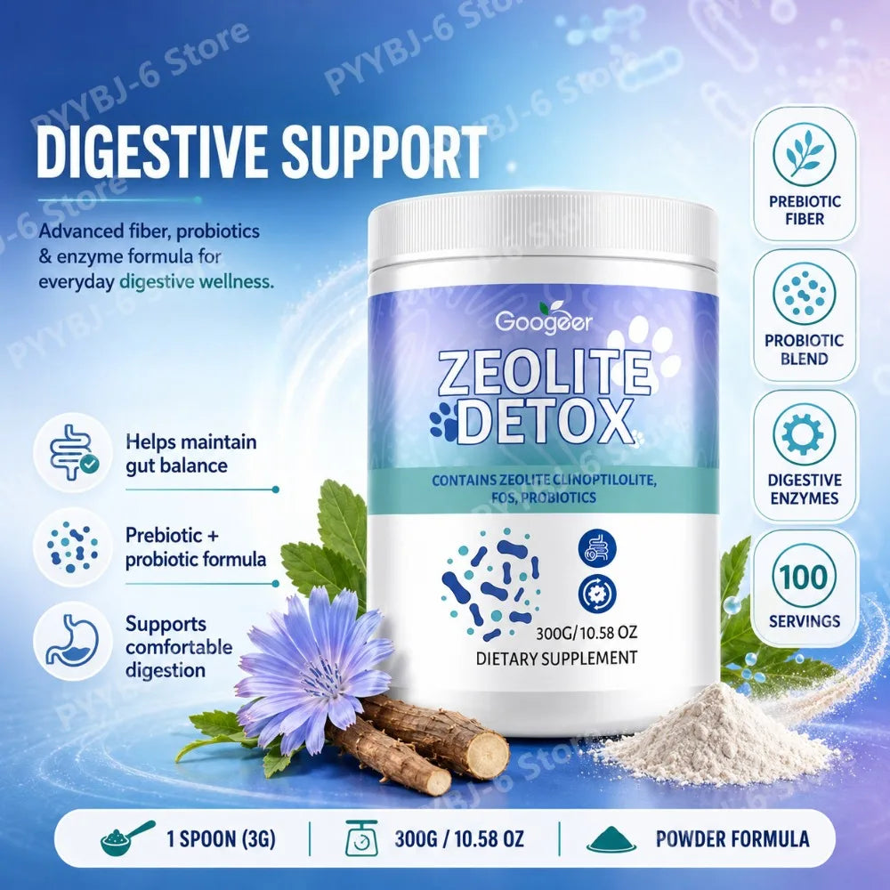 Zeolite Powder with FOS Prebiotic, Probiotics & Digestive Enzymes Gut Health Supplement Qst
