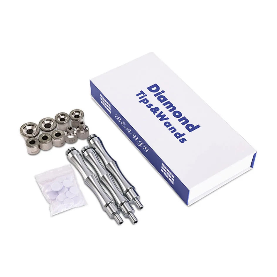Diamond Microdermabrasion Replacement Kit – 9 Tips & 3 Wands Microdermabrasion Accessory Kit Qst