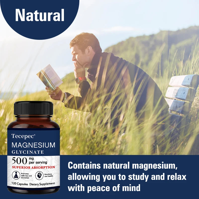 500mg Magnesium Glycinate Capsules – Non-GMO Supplement Magnesium Supplement Qst