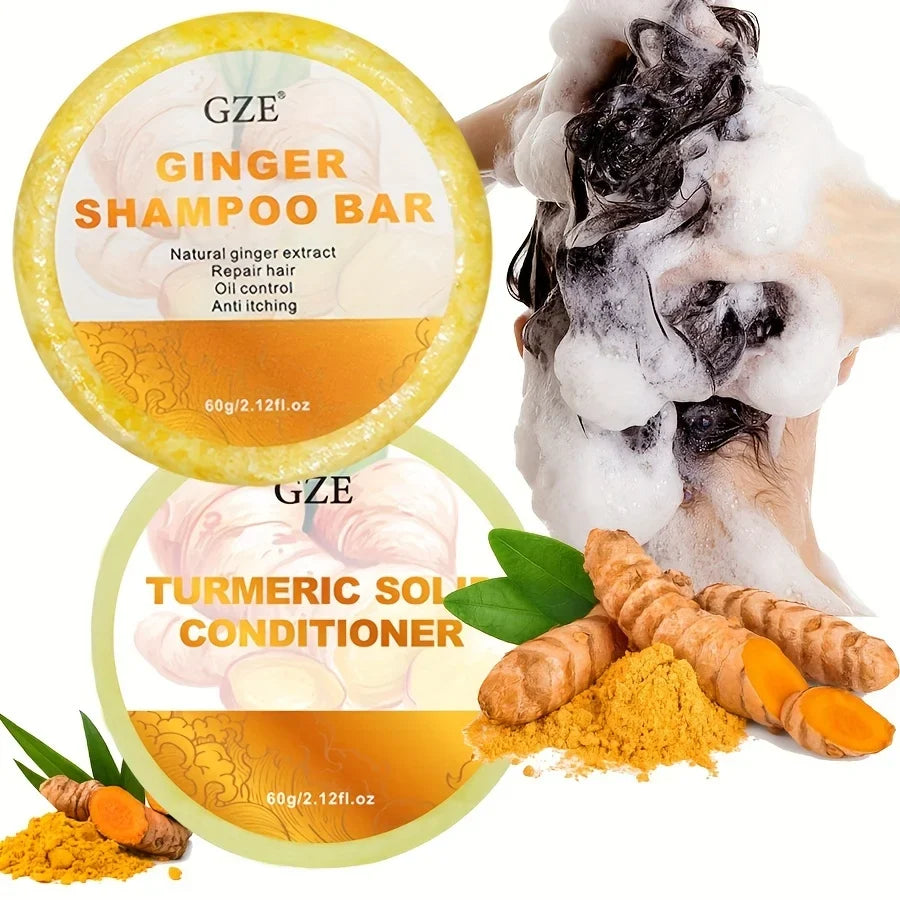 Ginger & Turmeric Solid Shampoo + Conditioner Bar | GZE Solid Shampoo Bar Qme