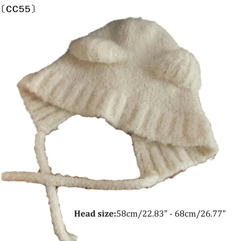 Cute Bear Ear Knit Beanie – Women's Winter Warm Hat Knit Winter Beanie Qst
