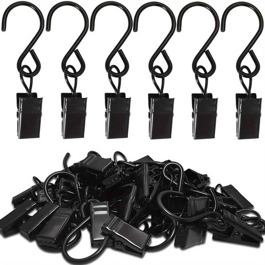 Stainless Steel S-Shaped Hooks – Curtains, Camping & Kitchen S-Shaped Hanging Hooks Qme Black