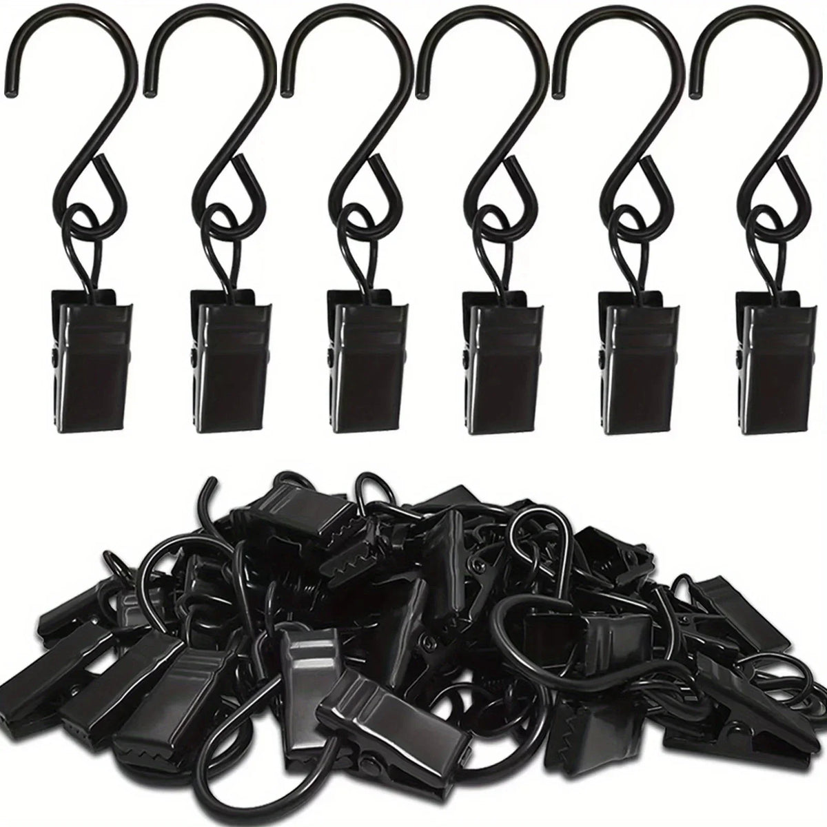 Stainless Steel S-Shaped Hooks – Curtains, Camping & Kitchen S-Shaped Hanging Hooks Qme Black