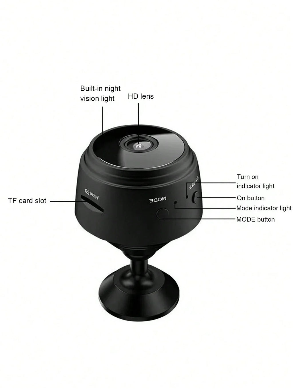 1080P HD Night Vision WiFi Home Security Camera WiFi Security Camera Qme black