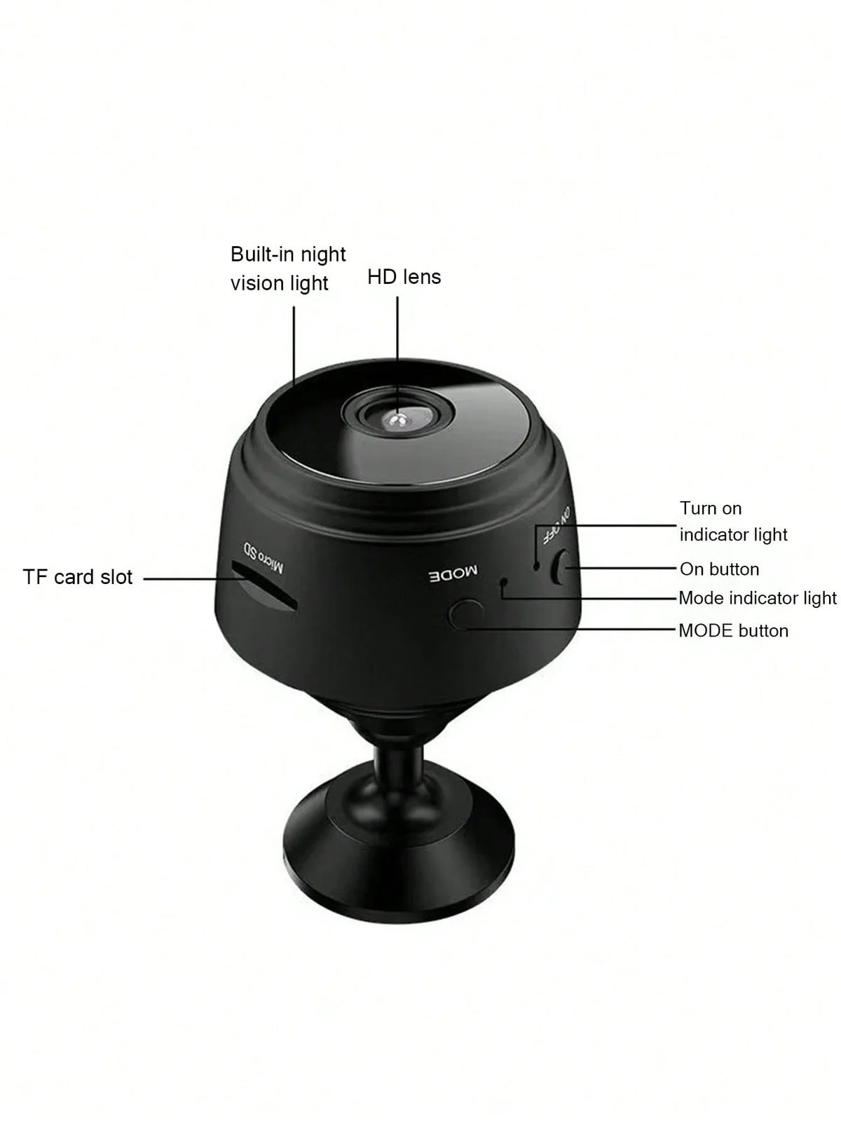 1080P HD Night Vision WiFi Home Security Camera WiFi Security Camera Qme black