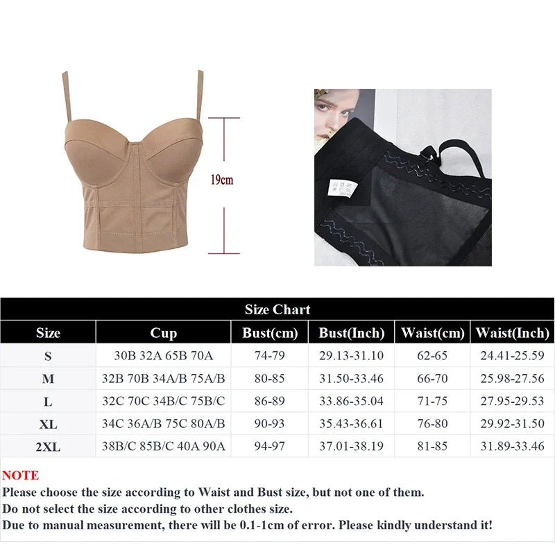 Women's Mesh Push Up Bustier Bralet Corset Top | S–2XL Bustier Bralet Qme