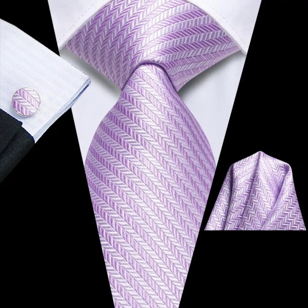 Hi-Tie Men's Silk Necktie Handkerchief & Cufflinks Set