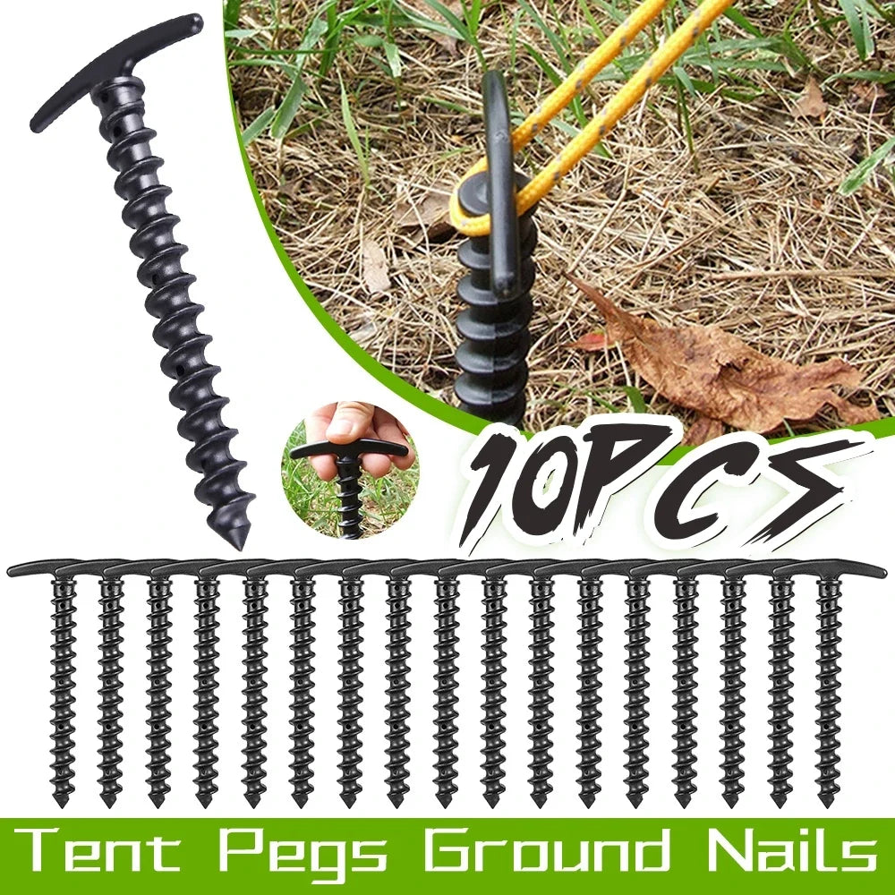 Tent Screw Anchor Ground Stakes 10 Pack – Windproof Pegs Tent Ground Stakes Qme