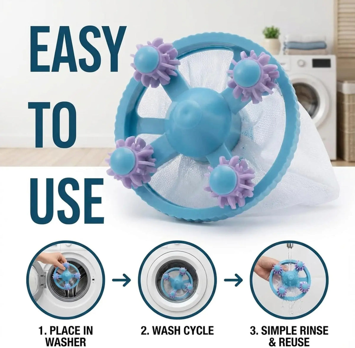 Pet Hair Remover Laundry Lint Catcher for Washing Machine Laundry Lint Catcher Qme