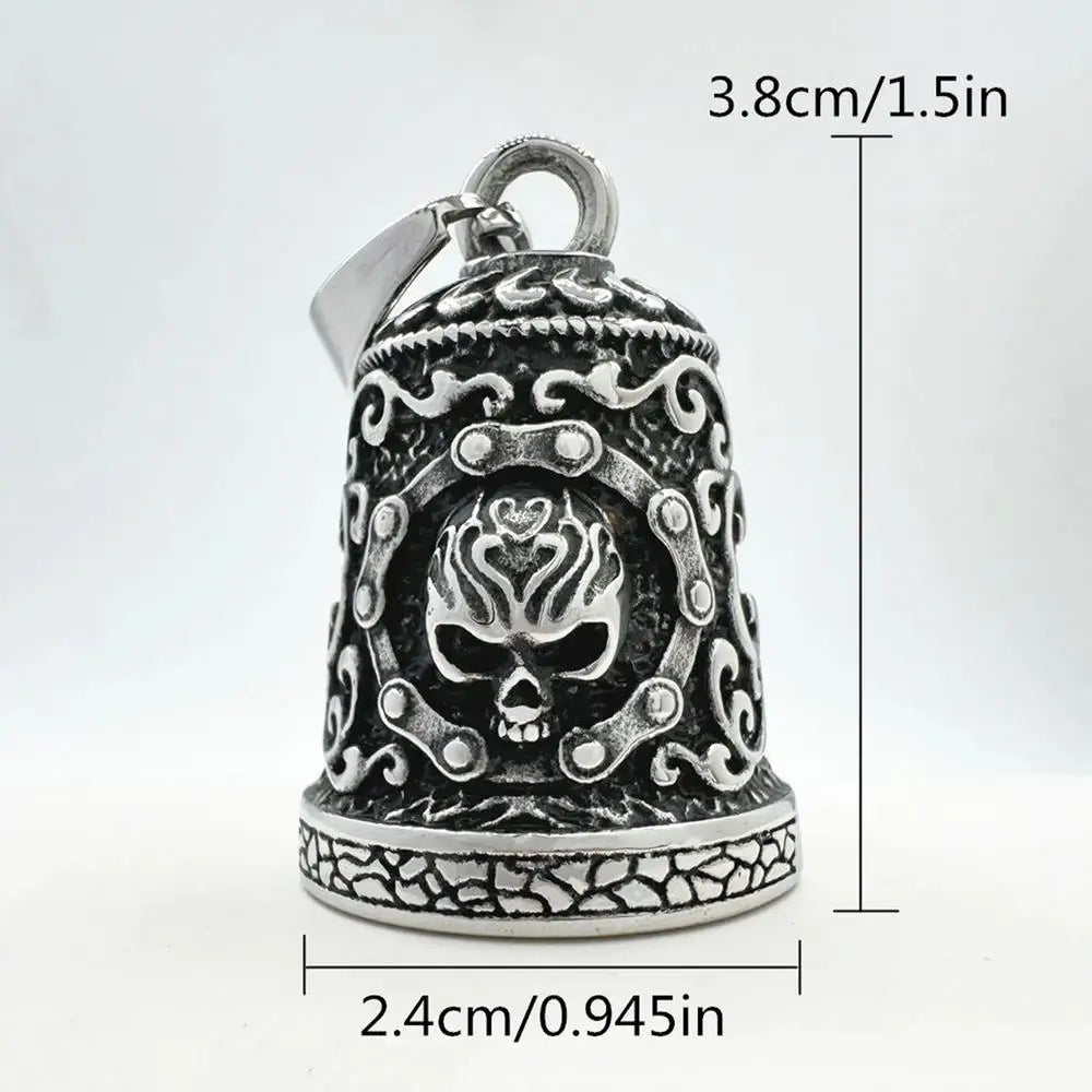 Skull Motorcycle Bell Key Chain – Weatherproof Alloy Ornament Motorcycle Bell Key Chain Qme Black