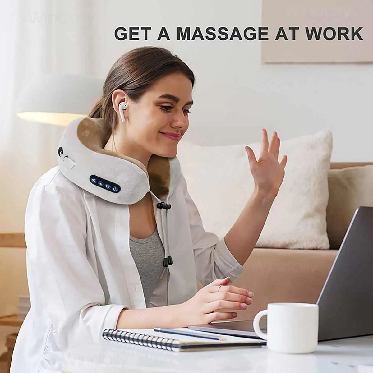 PAQIN U-Shape Neck Shoulder Vibration Massager USB Rechargeable Neck Shoulder Massager Qst