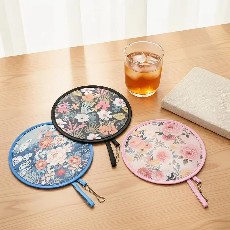 Mini Japanese Folding Fan Flower Pattern – Pocket Collapsible Folding Handheld Fan Qme