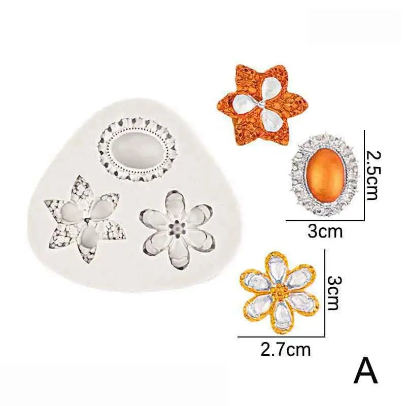 Silicone Fondant Mold – Crown, Mirror & Photo Frame Designs Silicone Baking Mold Qst A Gray