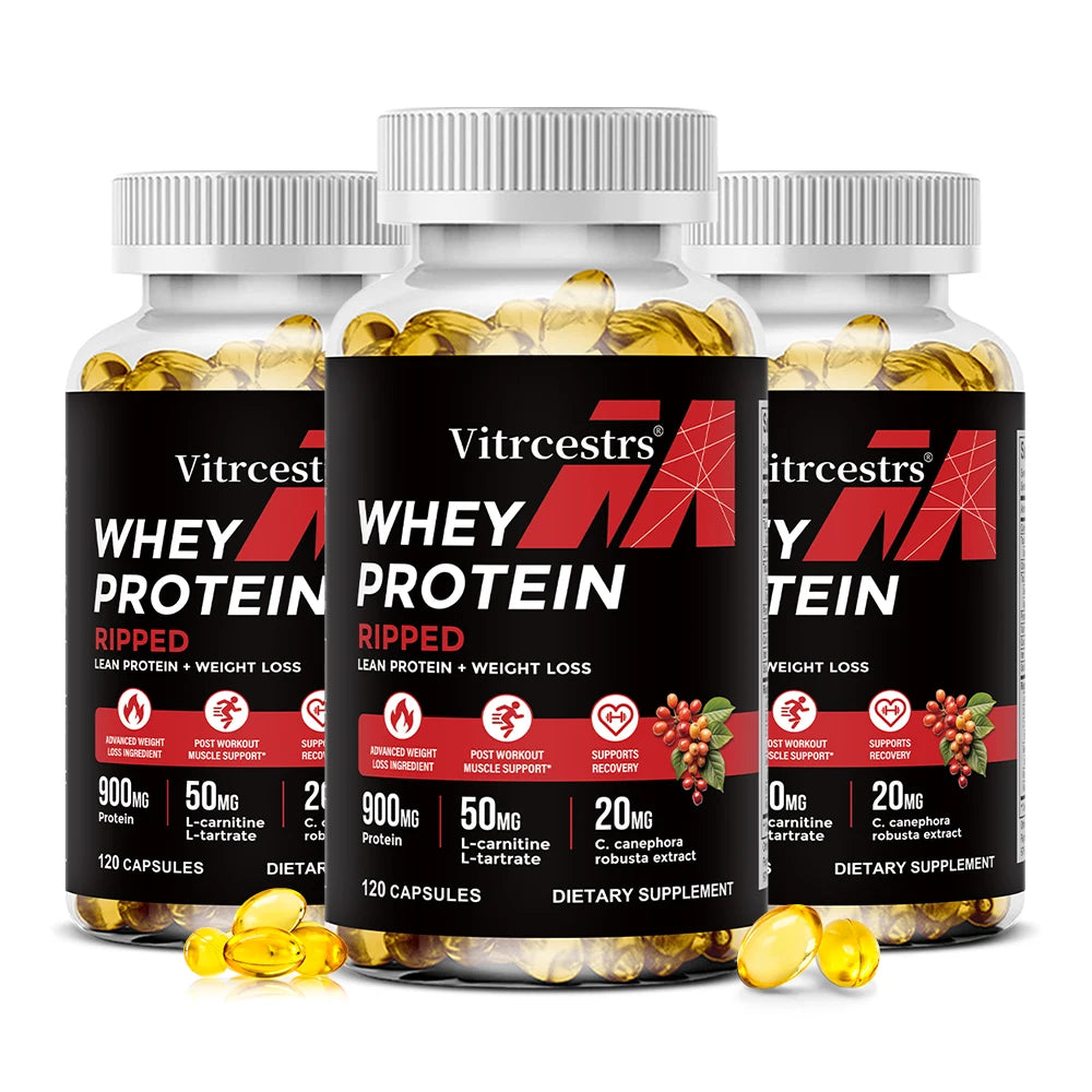 ZENVITALIZE Whey Protein Capsules 900mg – Muscle Support Protein Supplement Qst 120 count-3 bottle