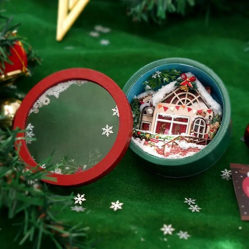 Wooden DIY Mini Christmas Cottage House Holiday Decoration Christmas Cottage Decor Qme